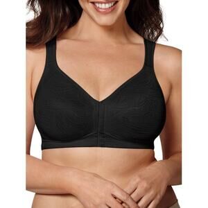 Playtex E525 18 Hour Posture Boost Solid Black Wirefree Wireless Bra 36B NWOT
